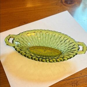 Vintage Green Glass Decorative Bowl